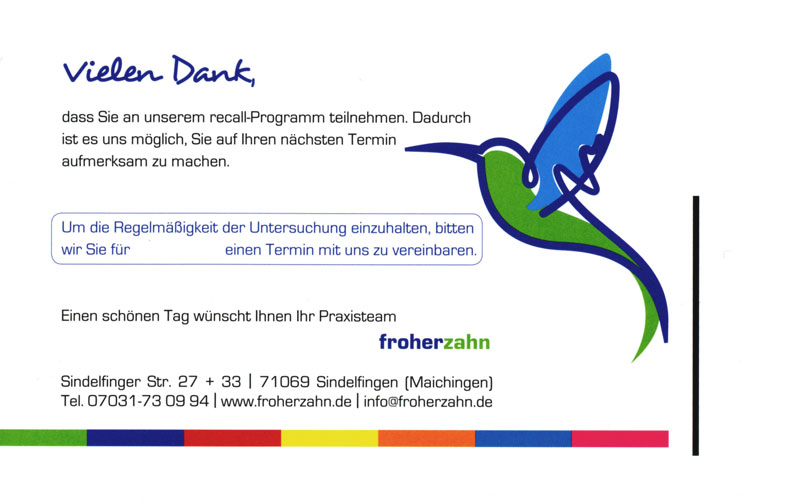 Foto unserer Recallkarte
